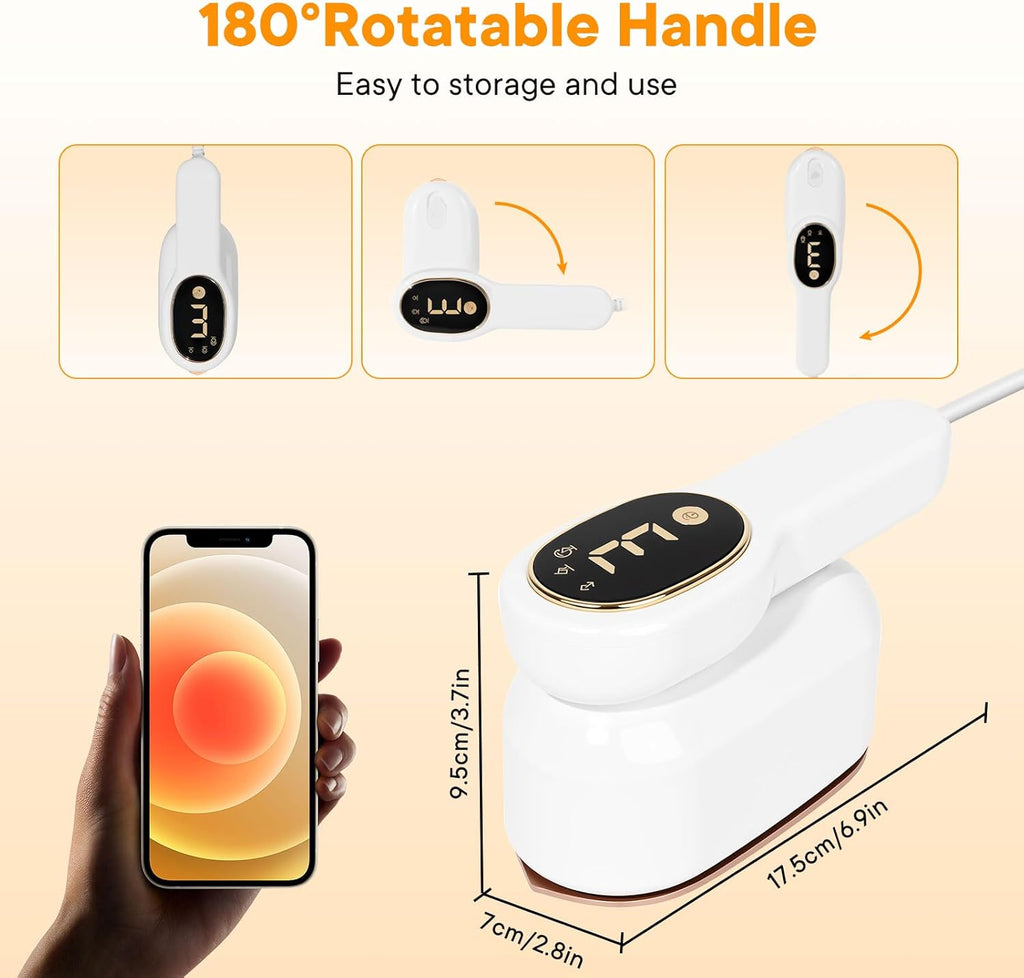 Skiennix Smart Travel Steamer - 1200W Handheld Mini Iron with LCD Display & 3 Steam Modes | Fast Heat-Up in 5 Seconds