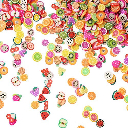 DECORA 3200 Pcs Mini 3D Polymer Clay Fruit Slices for Slime and Nail Art