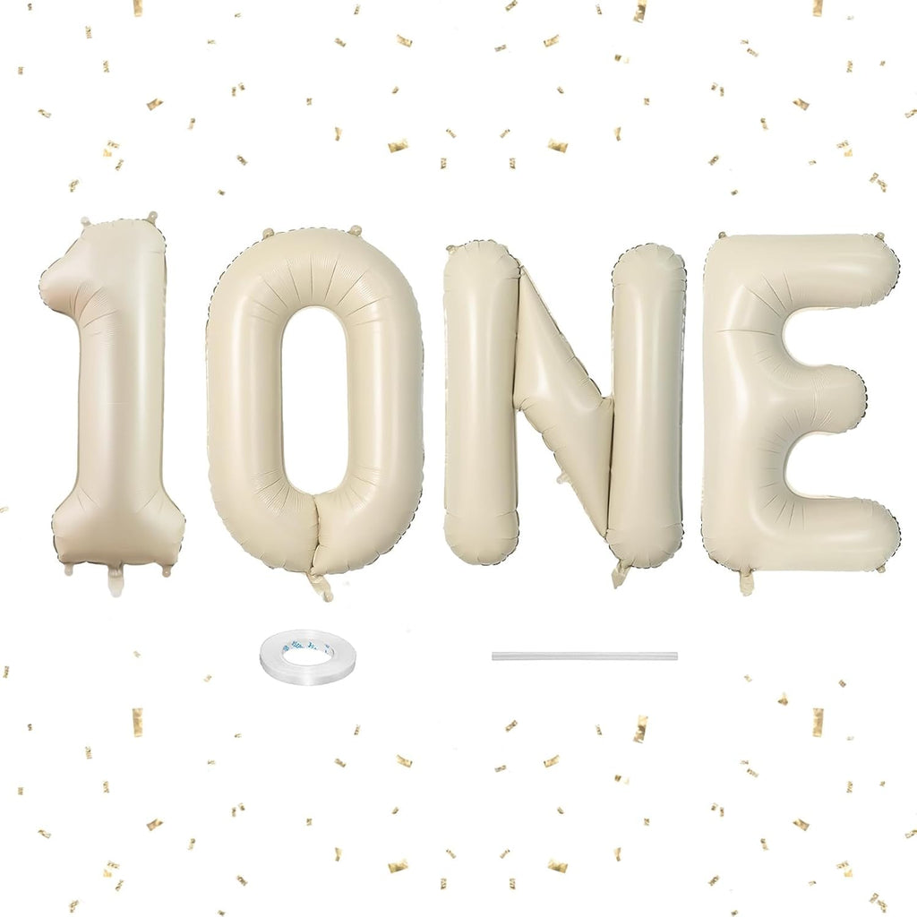 Skiennix Cream Letter ONE Balloon - 40 Inch Beige Number 1 for Baby Shower & Gender Reveal Decor