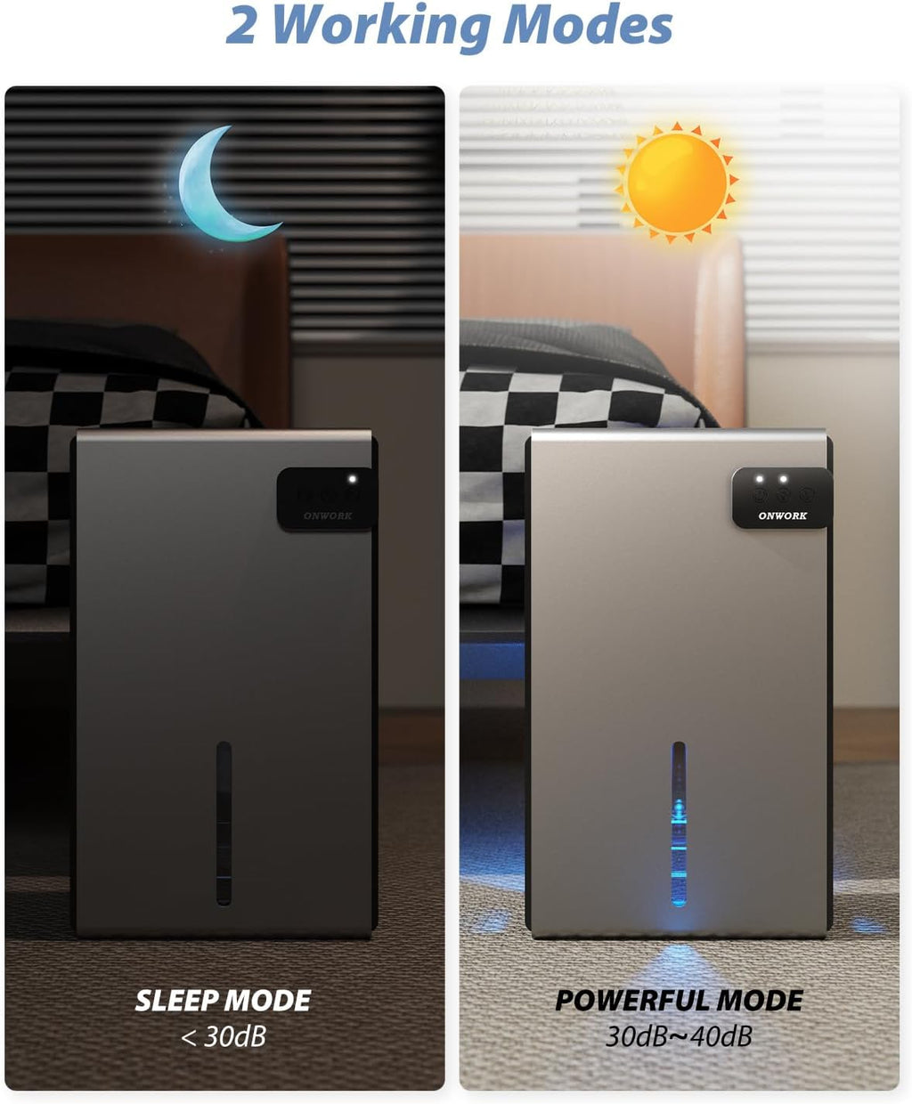 **Dehumidifier | 95 OZ Quiet Home Dehumidifier for Up to 800 Sq.Ft - Auto Shut Off, 7 LED Colors**