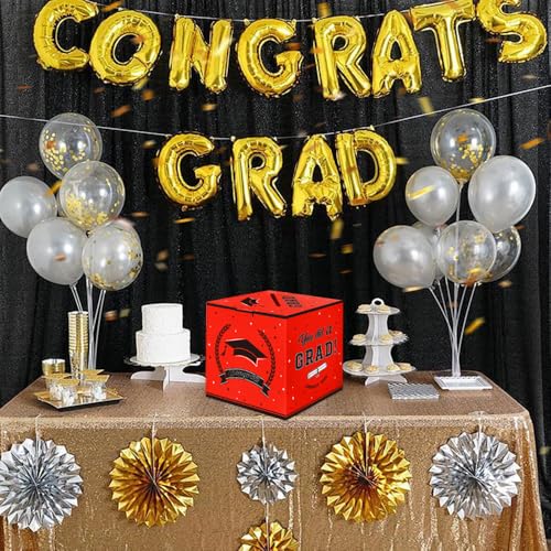 Red 2026 Graduation Card Box for Party Decorations & Money Holder