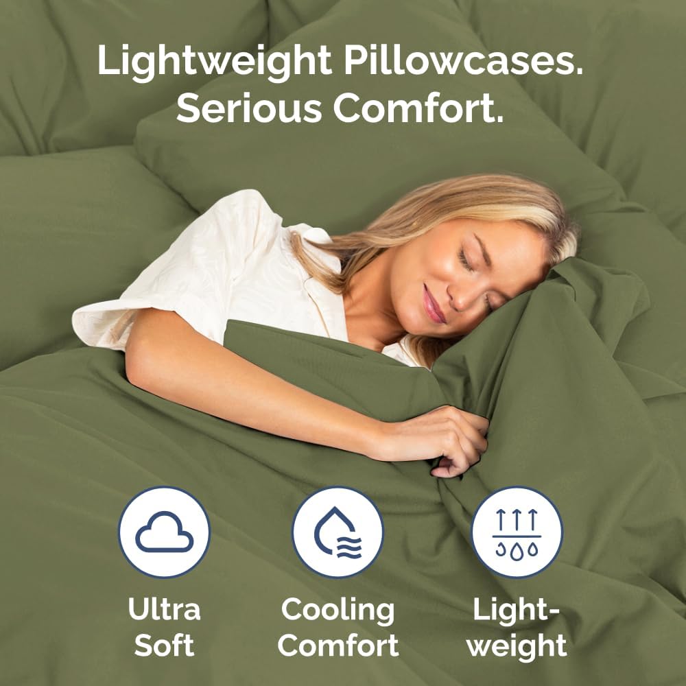 Skiennix Standard Pillow Cases Set of 4 - Ultra Soft Hotel Quality Covers - Machine Washable Sage Green