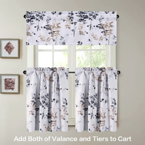 H.VERSAILTEX Valance for Kitchen Windows/Bathroom/Living Room/Bedroom Blackout Window Valance Thermal Insulated Rod Pocket Valance Curtains, 52" W x 18" L, 1 Panel, Bluestone and Taupe