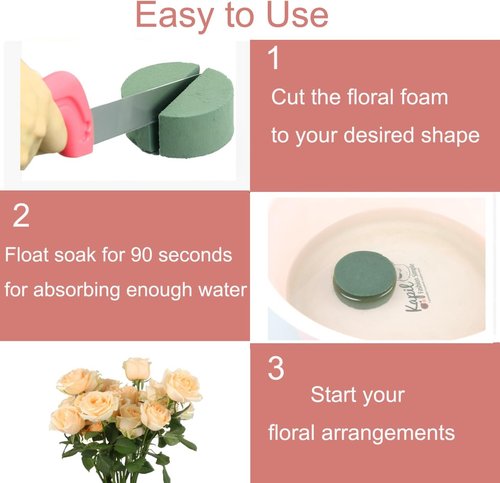 Floral Foam by [Brand Name] - 6 Pack Round 3” Green Wet & Dry Flower Foam for Arranging Fresh & Artificial Flowers