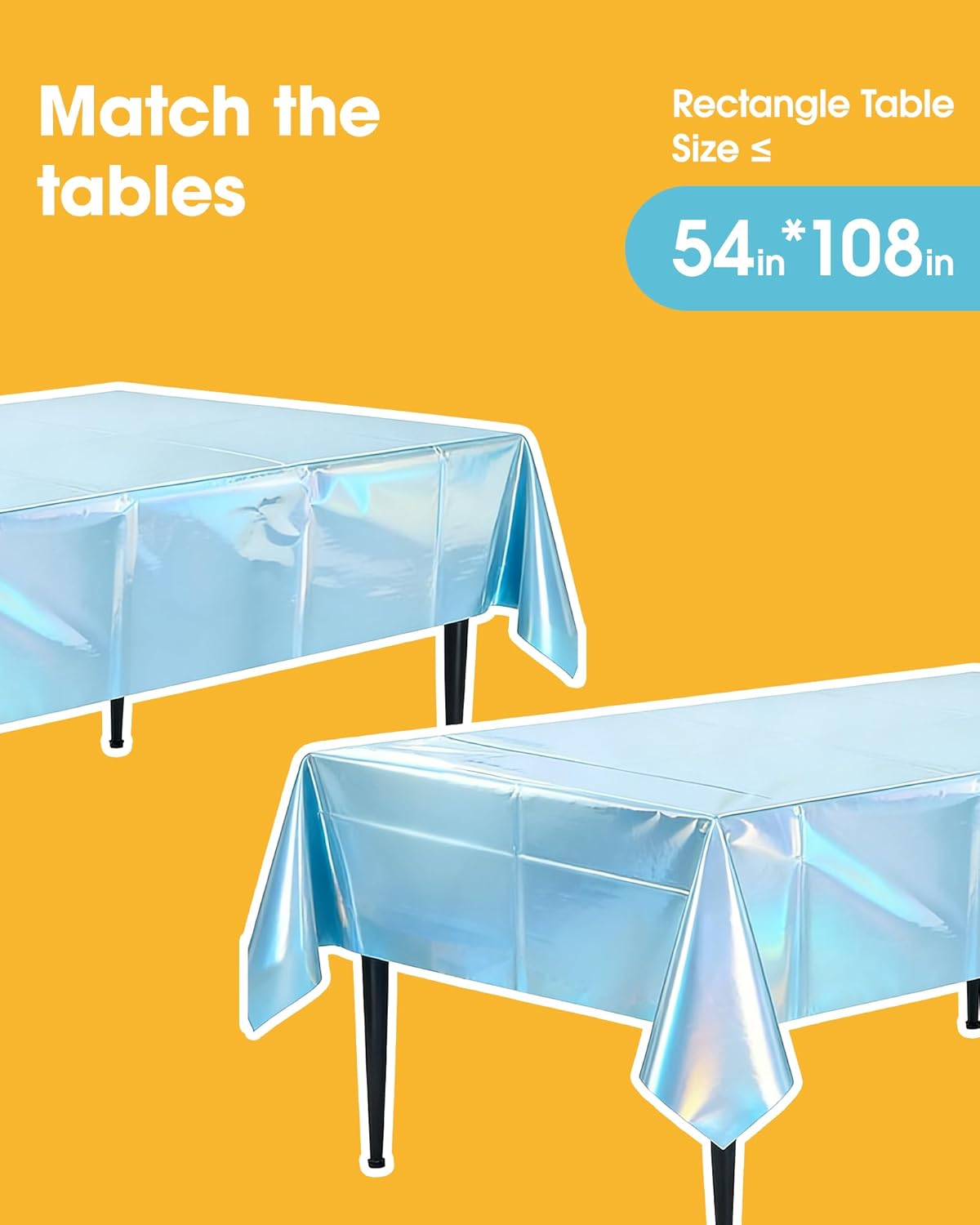 Niuara Iridescent Blue Tablecloths - 4 Pack Disposable 54" x 108" for 6FT Tables | Perfect for Parties & Gatherings