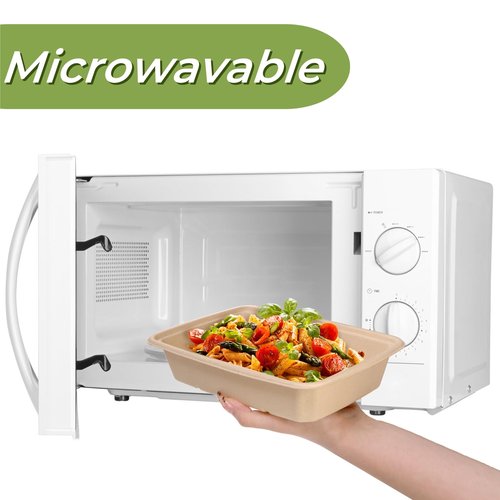 Eorbow 100 Pack 32 oz Rectangle Paper Bowls, 9" Disposable Large Salad Bowl, Microwavable Bagasse Lunch Plate for School, Heavy Duty Food Catering Container for Burrito Baked Potato Taco Nacho Party