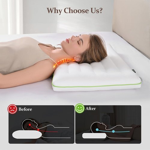 Doteonyou Low Profile Flat Thin Pillow (3.35″) for Stomach & Back Sleepers, Soft Flat Bed Pillow with 7D Fiber Fill & Cotton Cover, Standard Size, Machine Washable
