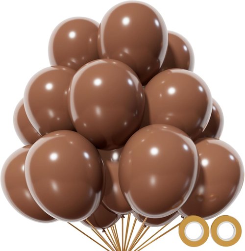 Brown Latex Balloons - 110pcs 12-Inch for Birthday Parties, Baby Showers & Weddings | Includes 2 Ribbons