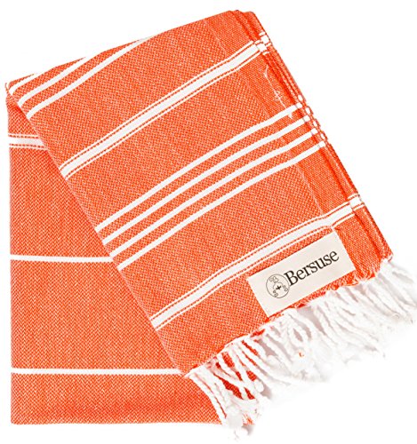 Bersuse Dark Orange Turkish Cotton Hand Towels - Soft, Absorbent, Quick-Drying