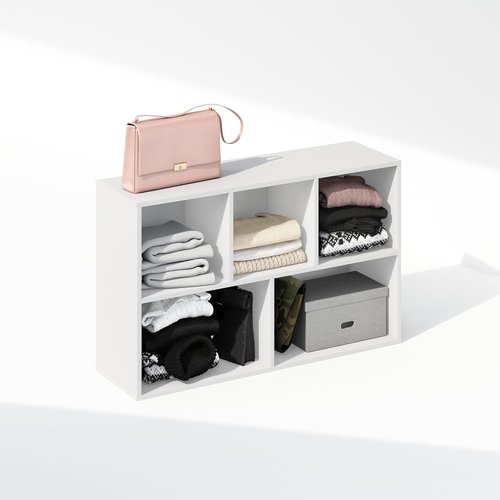 Furinno 5-Cube Closet Organizers - Reversible Storage Shelves for Bedroom | White, 9.4 x 19.5 x 31.5