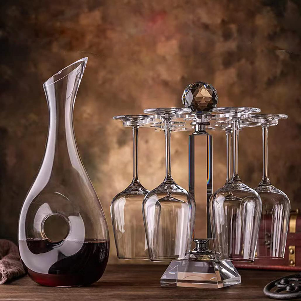 Mylifestyle Elegant Desktop Crystal Glass Stemware Rack/Rotate 6 Wine Glass Storage Holder Stand Air Drying Rack(No included wineglass)(Medium)