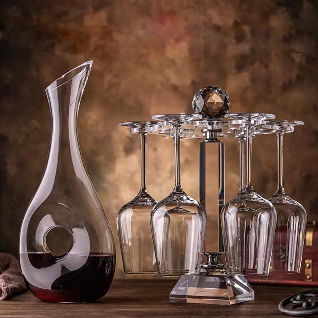 Mylifestyle Elegant Desktop Crystal Glass Stemware Rack/Rotate 6 Wine Glass Storage Holder Stand Air Drying Rack(No included wineglass)(Medium)