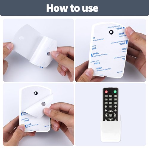 Aecsze 2 PCS Remote Control Holders Wall Mount, Self Adhesive TV Air Conditioner Remote Control Holder, Wall Mount Storage Box Organizer Wall Pen Holder Storage for Home Office School (White, 2)