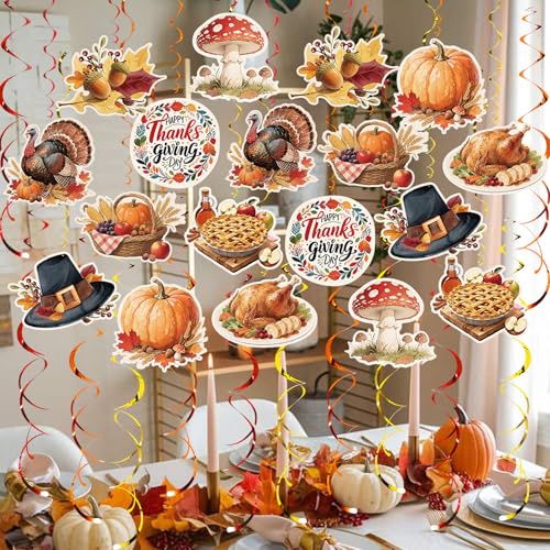 48-Piece Thanksgiving Hanging Swirl Decorations Set