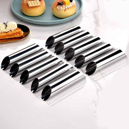Guowall Stainless Steel Cream Horn Mold - Reusable Pastry Mould for Baking Cannoli & Croissants (20 Pcs)