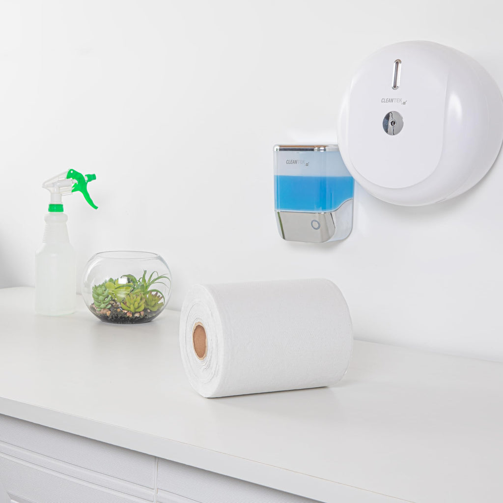Restaurantware-Paper Towel Roll 600' x 1 Roll Long Paper Towel 8" Wide Hand Towel Roll 1 Ply Universal Dispenser 2" Core Hardwound High Absorbency Everyday Use For Commercial Washroom White