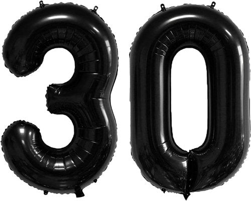40 Inch Black Number Balloons by Mylar | Jumbo Foil Balloons for 30th Birthday & Anniversary Celebrations