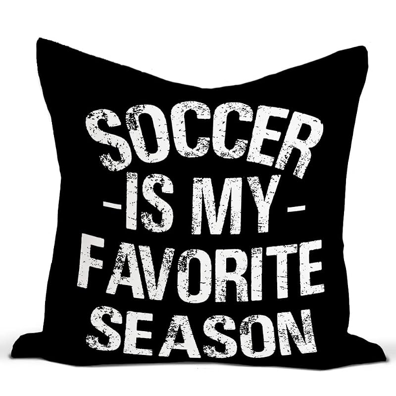 Soccer Throw Pillow Cover 18x18 Inch - Soft Flannel Black Decorative Case