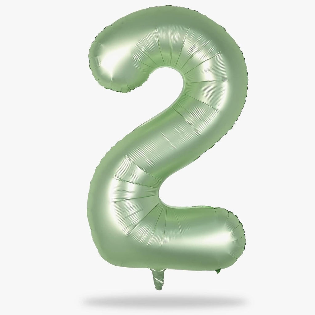 Skiennix 40" Balloon Number 2 - Sage Green Foil Balloon for 2nd, 12th, 20th Birthday & Graduation Celebrations