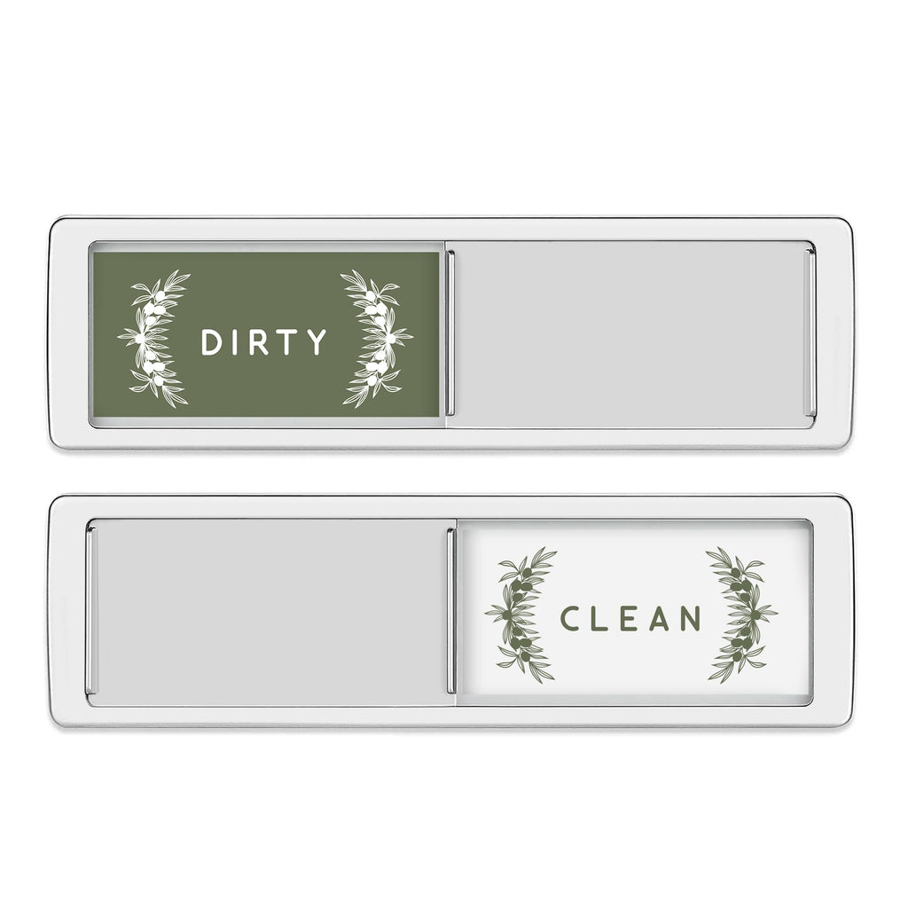 Dishwasher Magnet Clean Dirty Sign Non-Scratching Premium Magnet or 3M Adhesive Option, Non-Scratching, Elegant Greenery Design, USA Female Owned Business