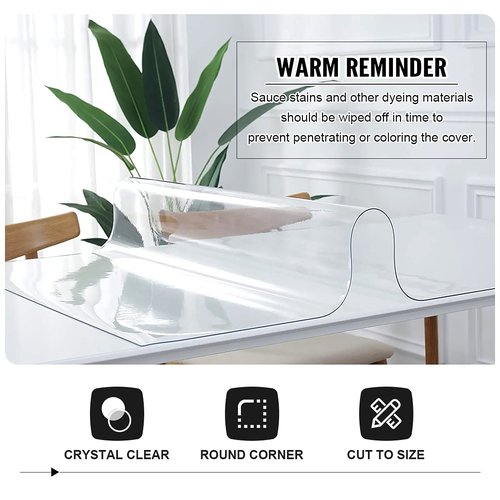 Royhom Clear Table Protector 42 x 78 Inch - 2mm Thick Plastic Table Cover, Clear Table Cover Protector Rectangle, Waterproof PVC Desk Mat for Coffee Table, Writing Desk, Dining Room, Dresser