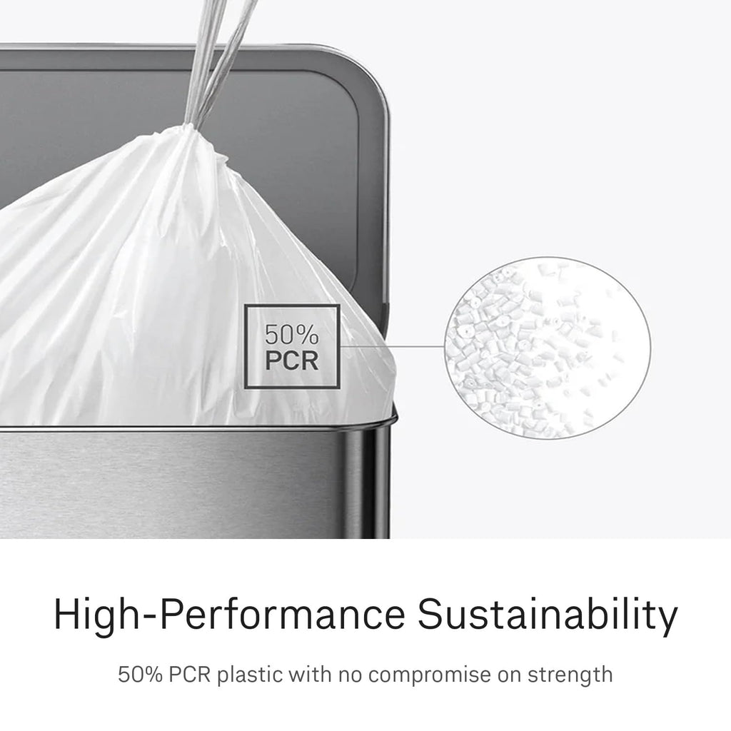 simplehuman Code L 100 Count, Dispenser Pack Custom Fit Liners, Drawstring Trash Bags, 18 Liter / 4.7 Gallon, White