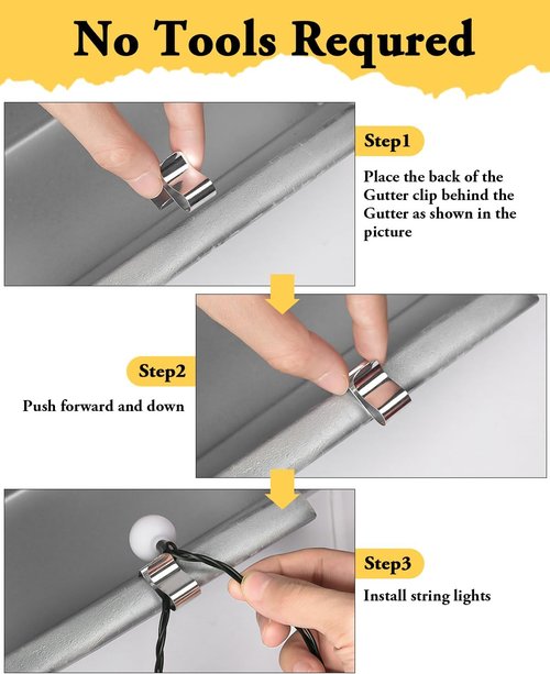 Gutter Clips | 50 Pcs Metal Christmas Light Clips - Weatherproof Outdoor Hanging Solution for Seasonal Decor