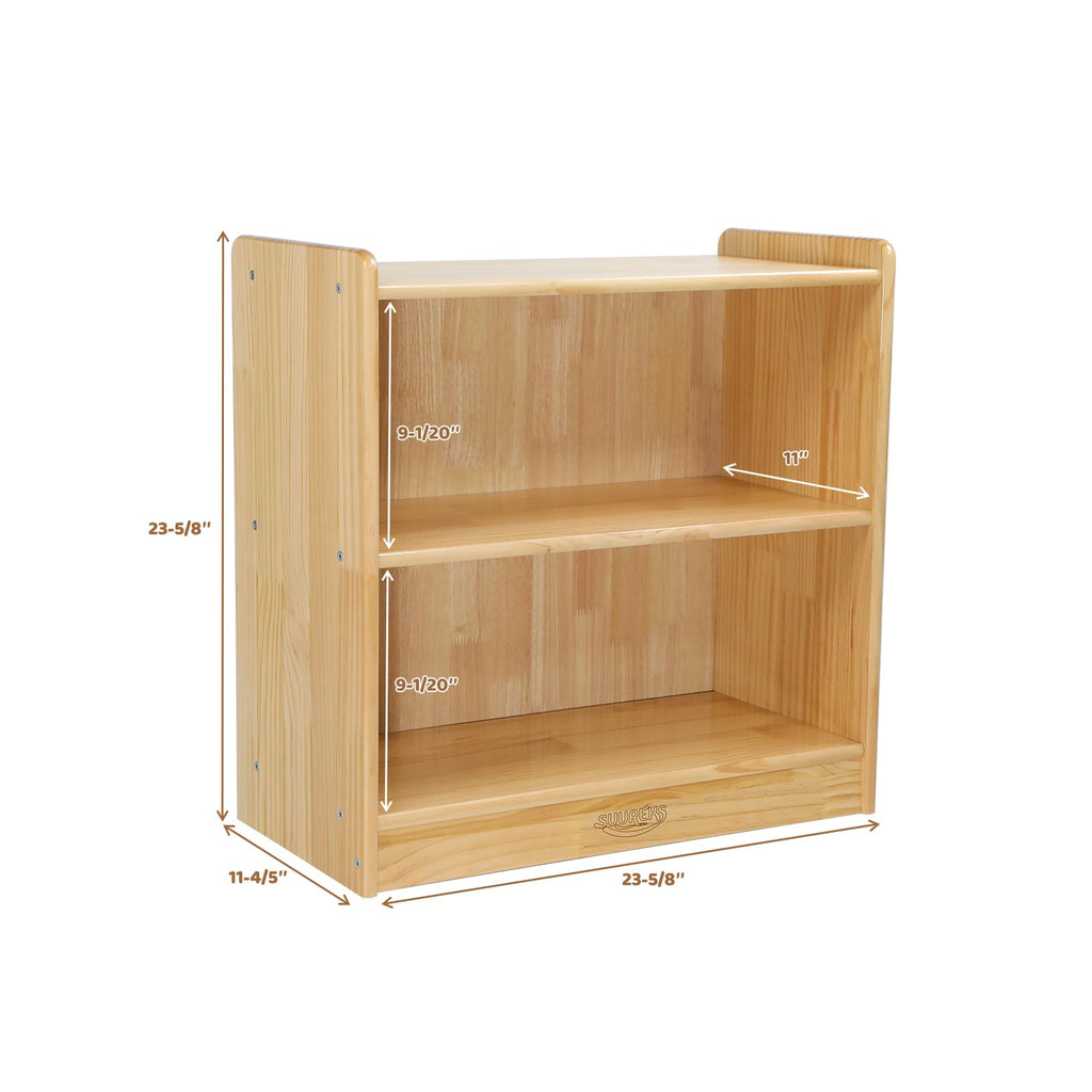 suureks Montessori Shelf, Toy Shelf for Kids, Kids Bookshelf, 2-Tier, 2-Section Wooden Book Shelf, Toy Storage Organizer for Kid Rooms, Palyroom, Nursery (23-5/8"*23-5/8"*11-4/5")