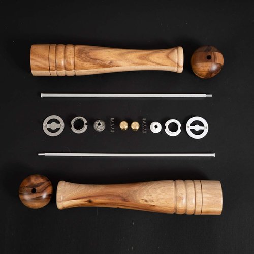 DeroTeno Salt and Pepper Mill Set, Pepper Grinder with Adjustable Stainless Steel Grinder, Salt Grinder with Ceramic Grinder, Acacia Wood, Height 30 cm / 12 inch
