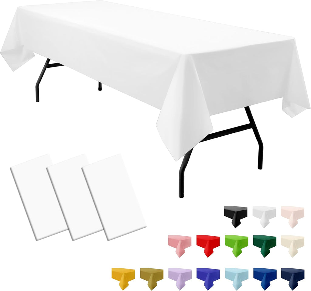 Skiennix Premium Disposable White Tablecloths - 3-Pack 54" x 108" for Parties & Events