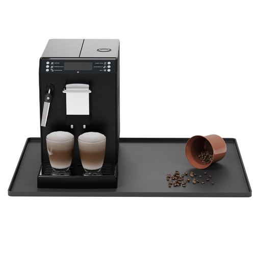 Silicone Coffee Mat with Raised Edges, 20'' x 15'', Keep Tidy for Countertops, Accessories Fit Under Coffee Maker Espresso Machine, Dish Drying Mat, Baking Mat (Black)