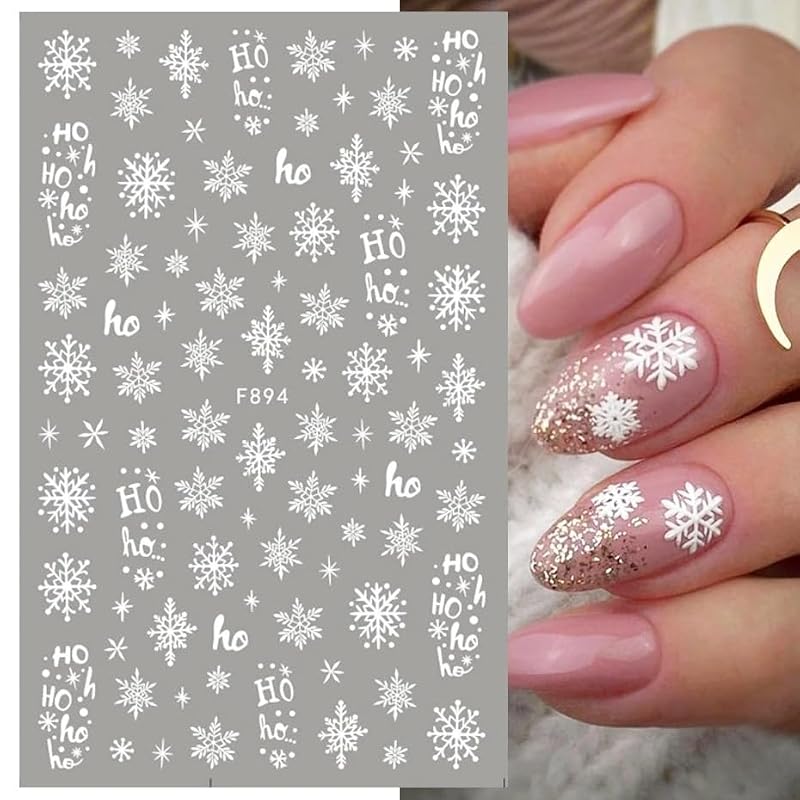 Christmas Nail Art Stickers 9 Sheets 3D Self-Adhesive Holiday Decals