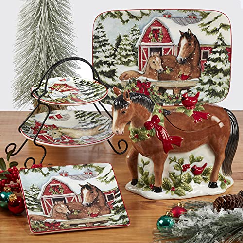 Christmas Rectangular Serving Platter 14x10 Inches - Holiday Dinnerware