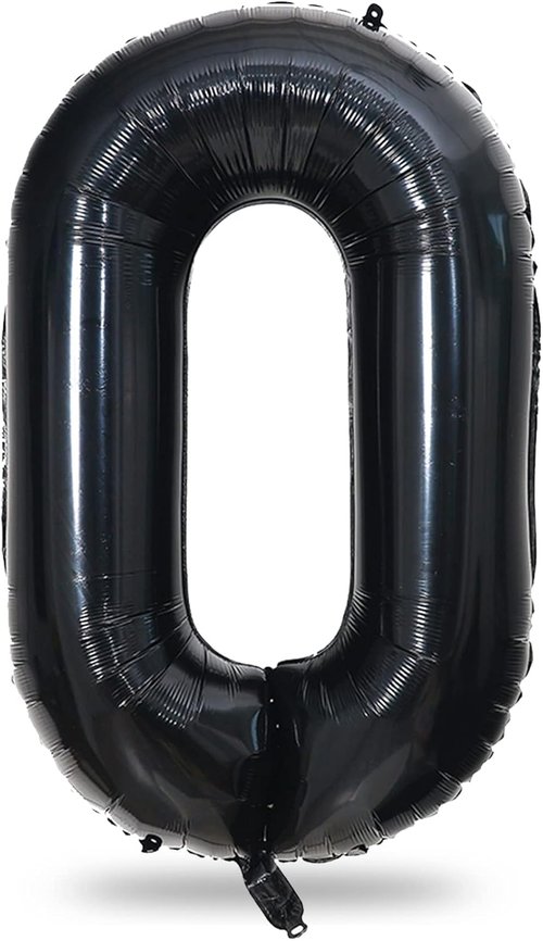 Black Number 0 Balloon - 40 Inch Large Foil Mylar Helium Balloon for Birthday & Graduation Celebrations