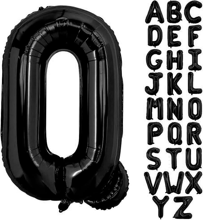 Black Letter Q Foil Balloon 40 Inch for Party Decorations