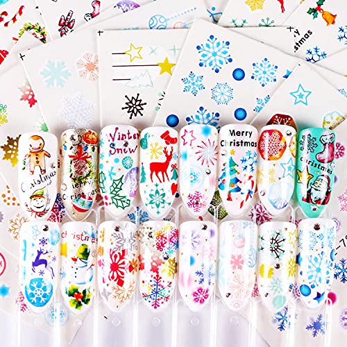 Christmas Nail Art Decals - 30 Sheets Holographic Water Transfer Stickers