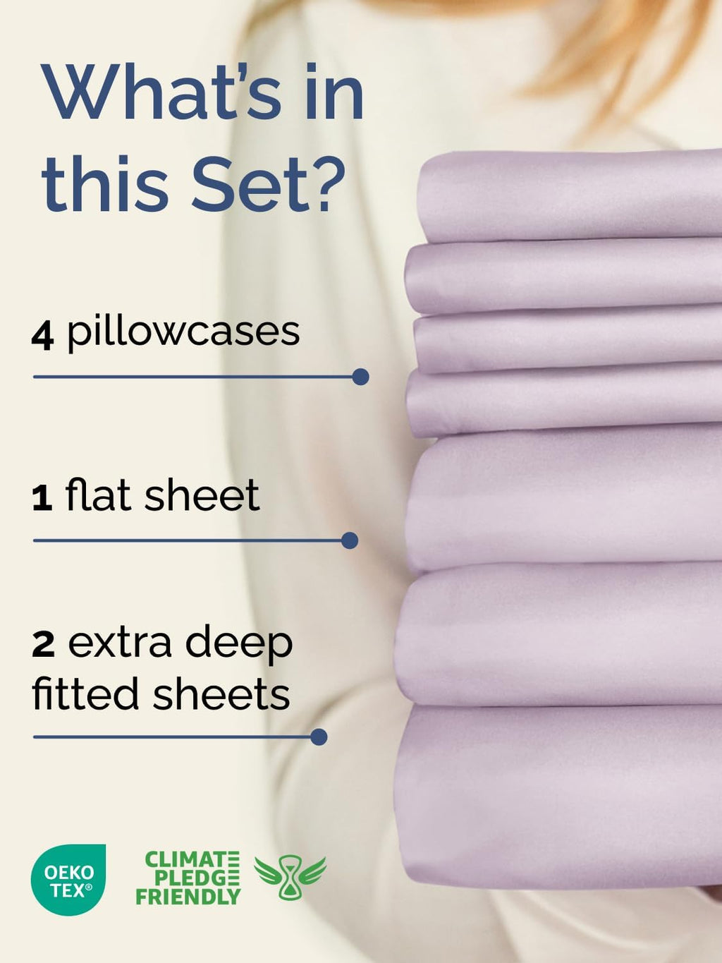 Skiennix Extra Deep Split King Sheet Set - 7 Piece Breathable Cooling Bedding - Soft Wrinkle-Free Light Lavender