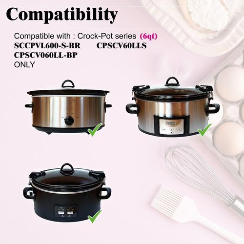 6QT Oval Glass Lid Replacement For CrockPot Slow Cooker Models SCCPVL600-S-BR CPSCV060LLBP CPSCVC60LL-S