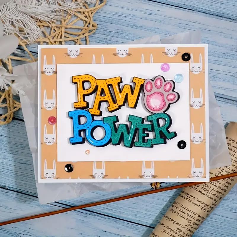 Metal Cutting Dies Cat Claws Paw & Flower Branch Stencil for Scrapbooking