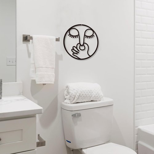 ARTINME Funny Bathroom Wall Decor - Humorous Metal Sign for Guest Toilet | Modern 12'' Round Design