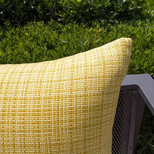 Kevin Textile Outdoor Waterproof Pillow Covers, 18x18 Inch, Yellow (2 Pack)