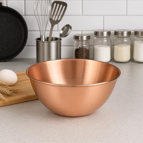EnerMagiX Copper Mixing Bowl, 99.9% Pure Copper Bowl for Salad, 7.9 inch Diameter, Egg Beating, Decorative & Kitchen Serving Purposes