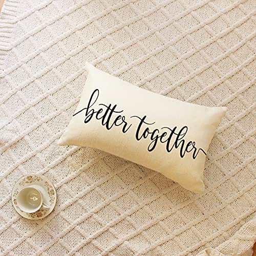 Better Together Quote Farmhouse Lumbar Pillow Cover 12" x 20"