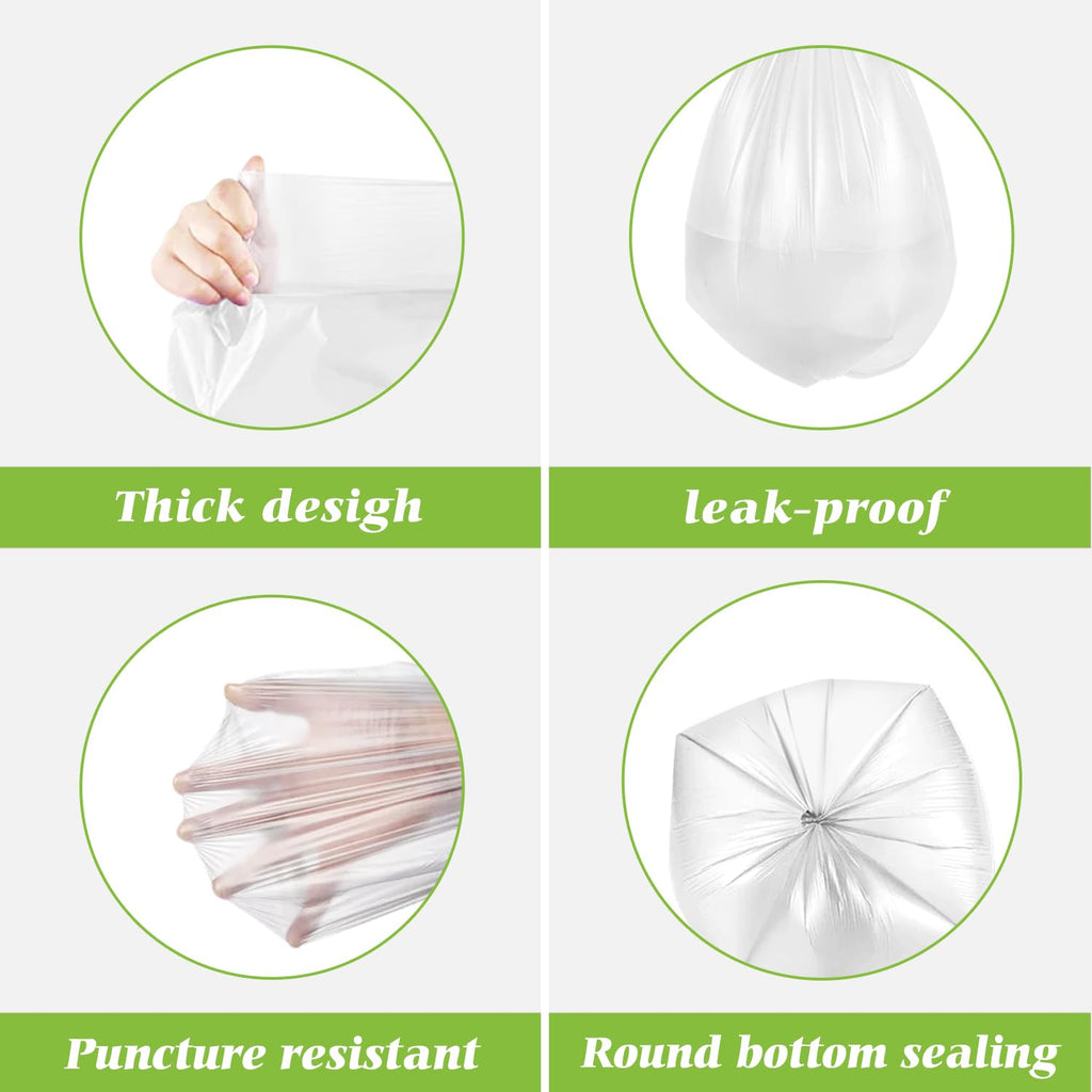 Teivio 6 Gallon 80 Counts Medium Garbage Bags Trash Bags, Bathroom Trash Can Bin Liners, Plastic Bags for home office kitchen,Garden Outdoors waste,Clear