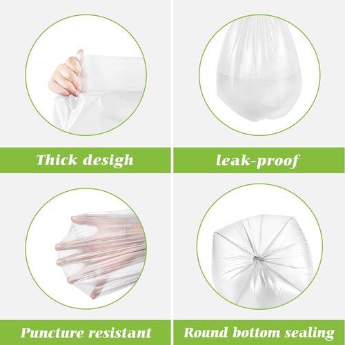 8 Gallon 300 Counts Unscented Medium Trash Bags,Fit 7,8,9,10 Gal Garbage Bags by Teivio, 30 Liter Thick Bathroom Can Bin Liners,Plastic Bags for Home Office Kitchen, Clear