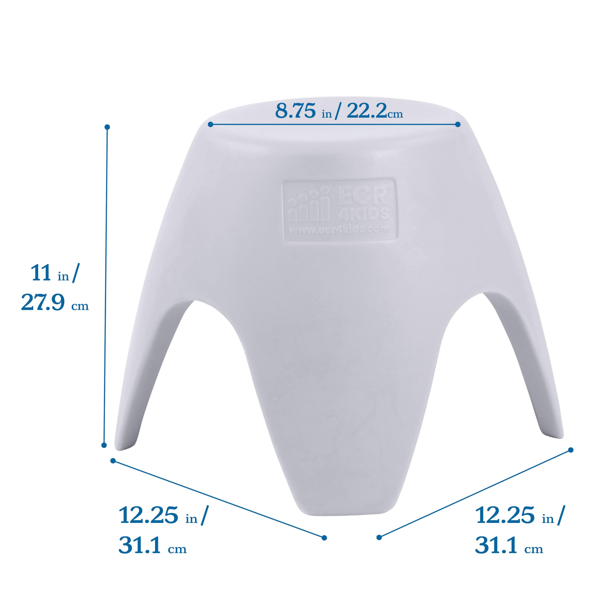 ECR4Kids Ayana Stool Set, Flexible Seating, Light Grey, 2-Pack