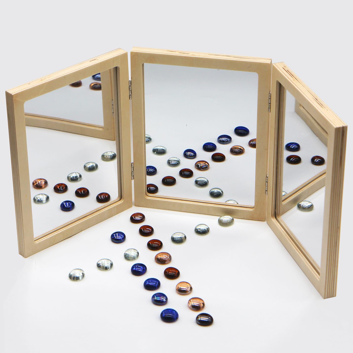 SZREGGIO Montessori & Reggio Inspired Children Mirror, Preschool Classroom Essential, 3 Panels, 3-in-1 Folding, Small Mirror for Light Table Explore