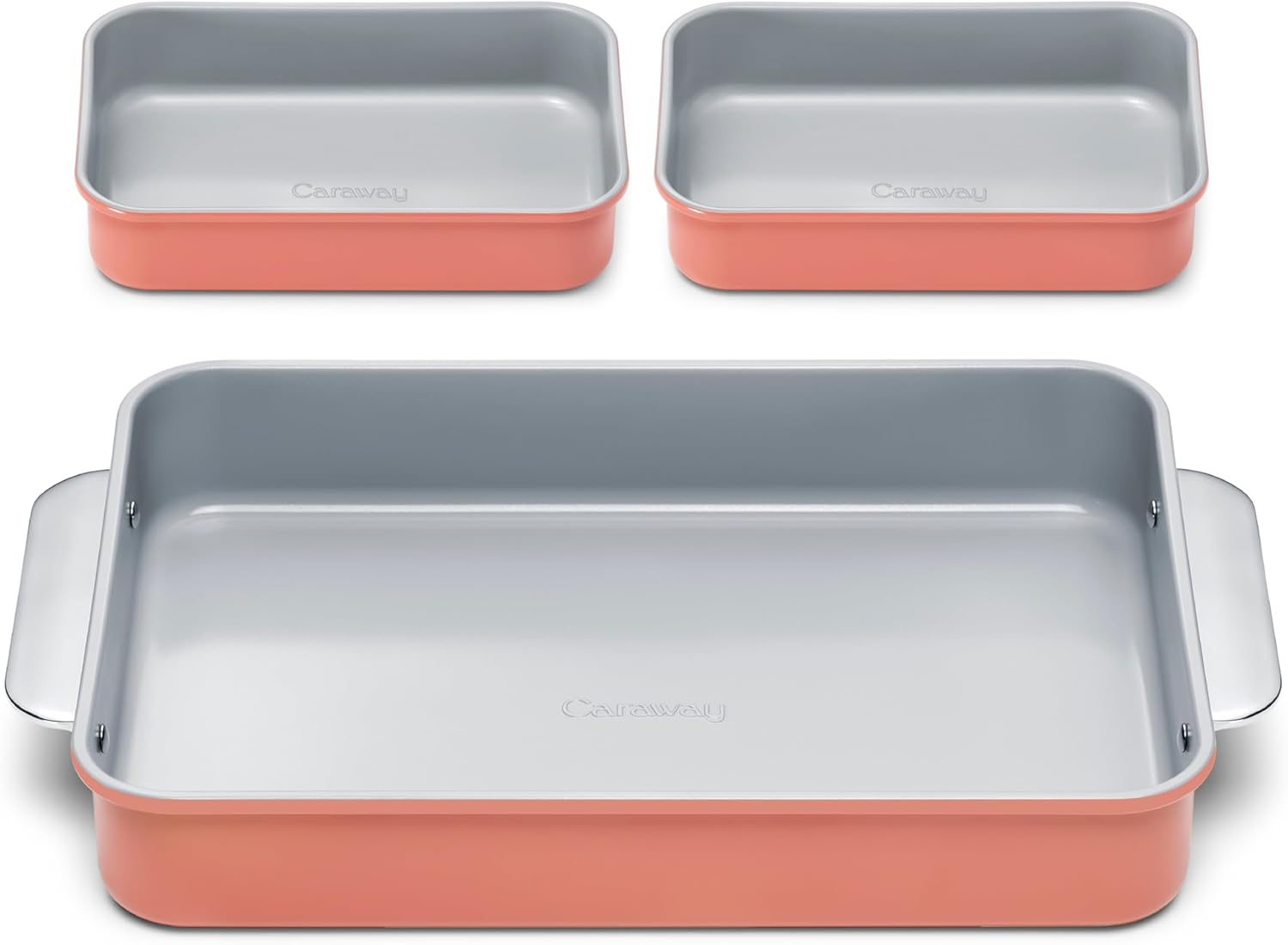 Caraway Nonstick Baking Pan Set - 2x 9" x 6.5" & 1x 9" x 13" - Non-Toxic, PTFE & PFOA Free - Deep Ceramic for Casseroles & Lasagna - Perracotta