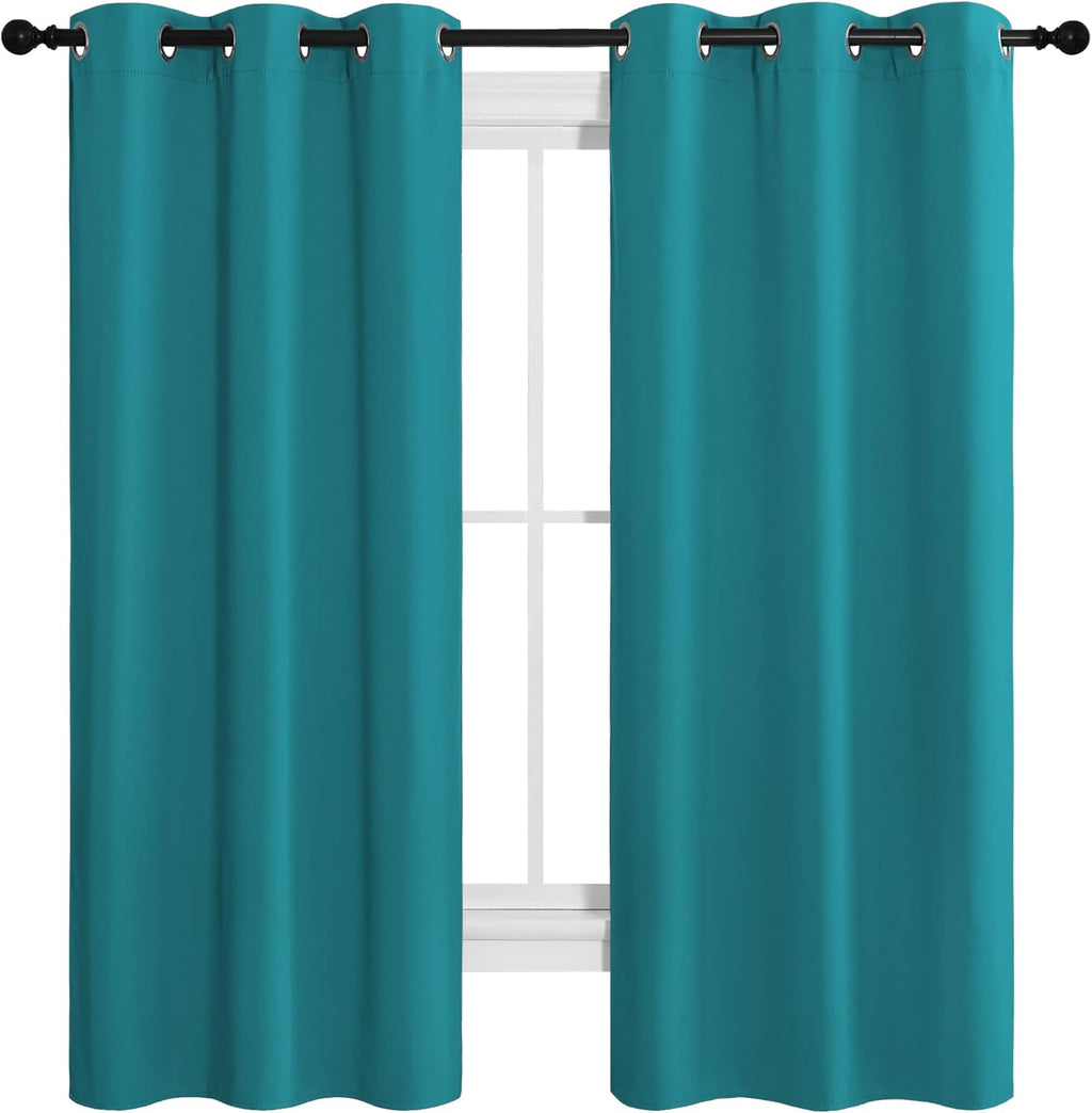 NICETOWN Blackout Curtains - Room Darkening Thermal Insulated Grommet Panels | Peacock Teal, 68 Inch Length, 2 Pieces