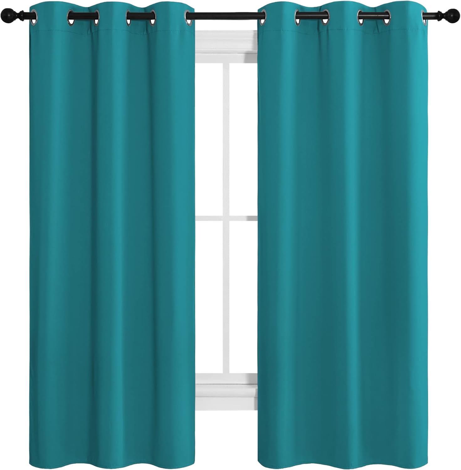 NICETOWN Blackout Curtains - Room Darkening Thermal Insulated Grommet Panels | Peacock Teal, 68 Inch Length, 2 Pieces
